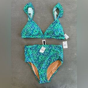 J. Crew Green and Blue Floral Bikini